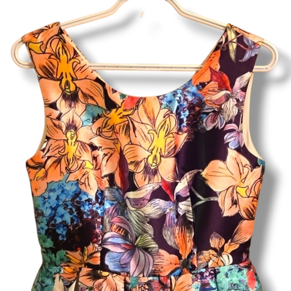 Floral Graphic Silk Blend Mini Dress - Picture 2 of 5